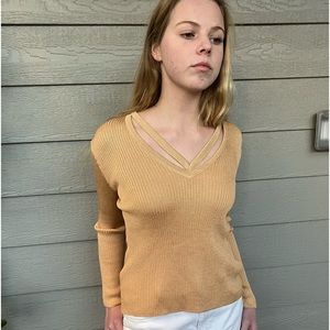 ST. JOHN SPORT Metallic Gold Pullover Sweater Size M